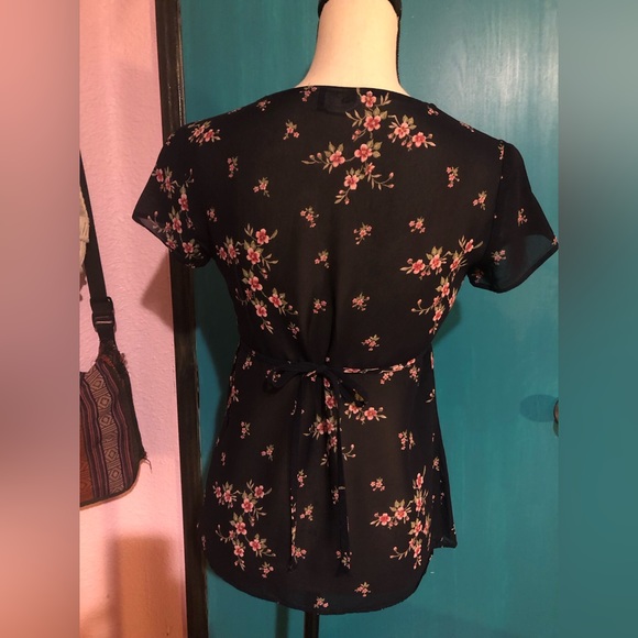 Y2K Robbie Bee Navy Blue with Pink Floral Teddy Blouse - Picture 3 of 11